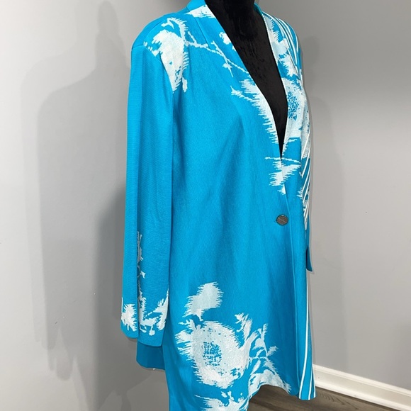 Exclusively Misook women size 3X blue cardigan abstract print decor - Picture 9 of 16